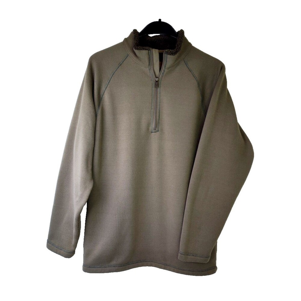 Buckhorn River Men 1/4 Zip Pullover Olive Green Sweatshirt Sz L Long Sleeve
